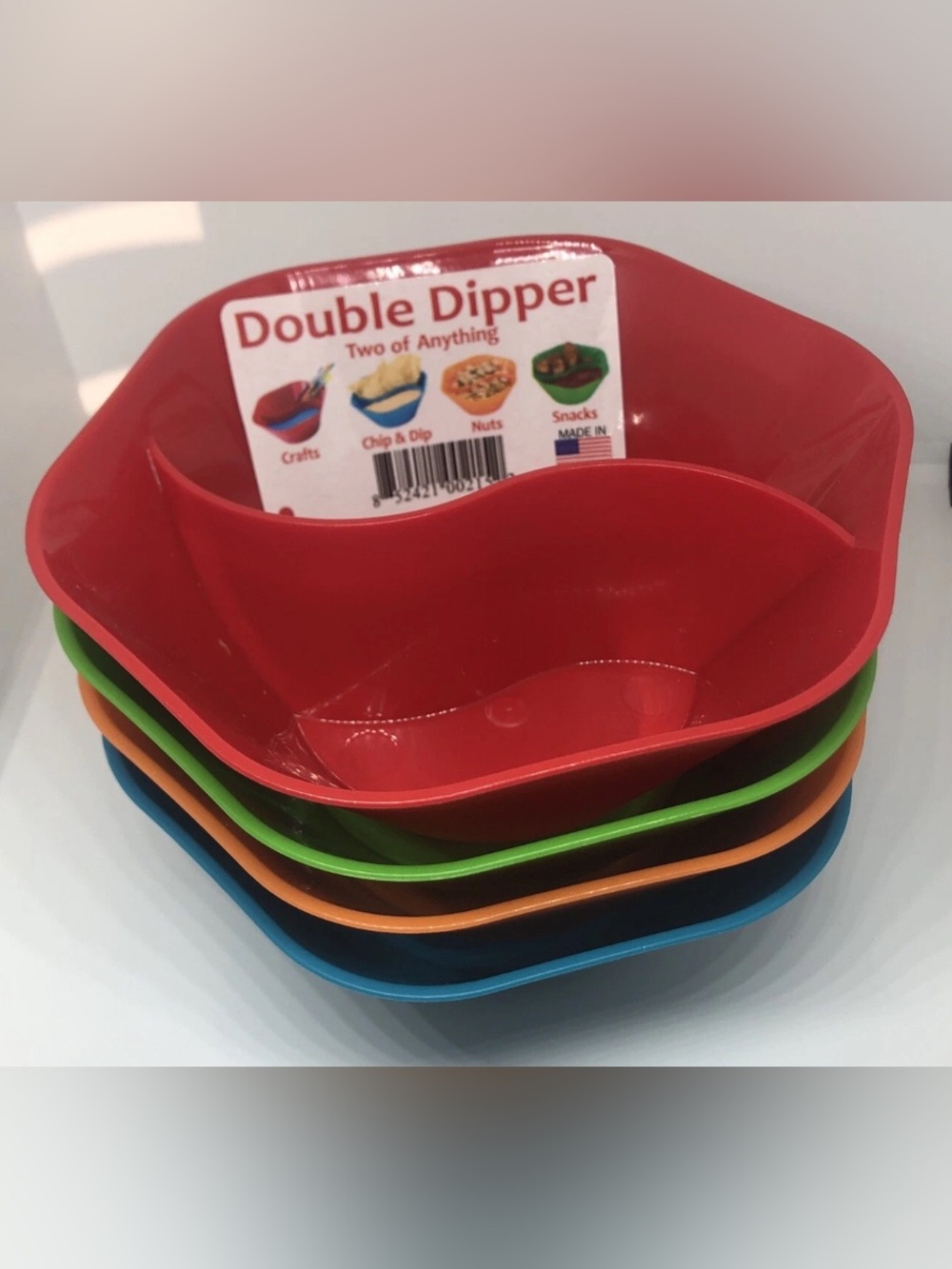 Double Dipper Bowls Set Of 6 Made In USA BPA Free. Dishwasher & Microwave Safe